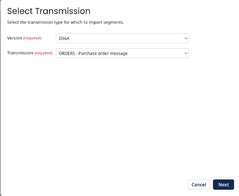 Importing an EDIFACT profile in Boomi, step 3