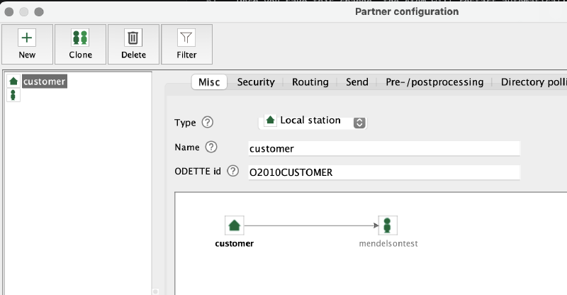 Mendelson OFTP2 local station configuration for the customer with ODETTE ID O2010CUSTOMER