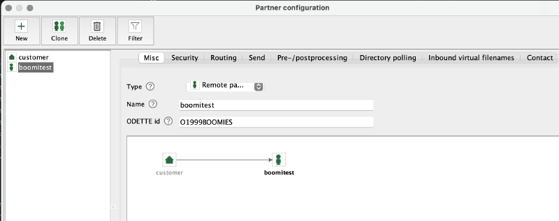 Mendelson OFTP2 remote partner configuration for Boomi with host, port and ODETTE ID