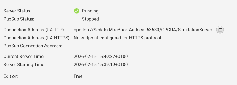 Prosys OPC UA Server Connection Address
